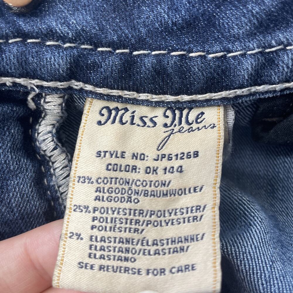 Miss Me Jeans Rhinestone Boot Cut Jp6126b Raw Hem** Size 27** Short**29" inseam - Picture 9 of 16